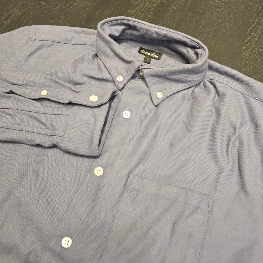 Steven Alan Mens Blue Grey‎ Cotton Button Down Shirt Made in USA Size S